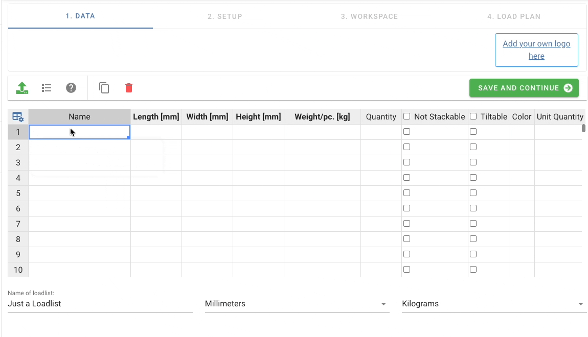 GIF of autocompleting a loadlist