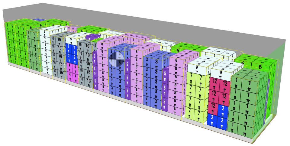 Container with pallets