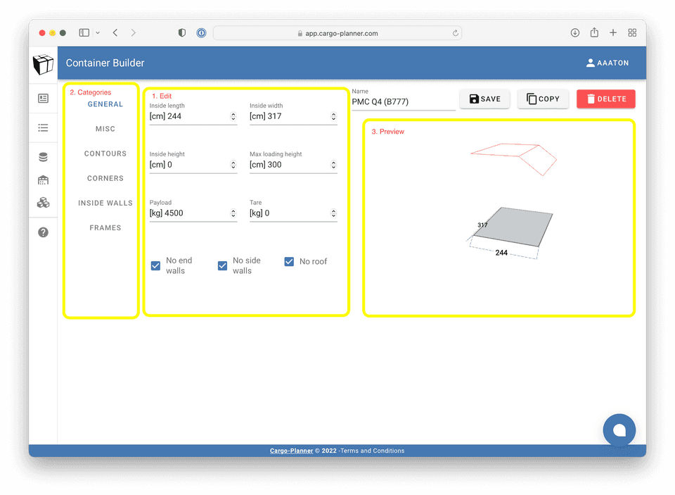 The different parts of the Container Builder