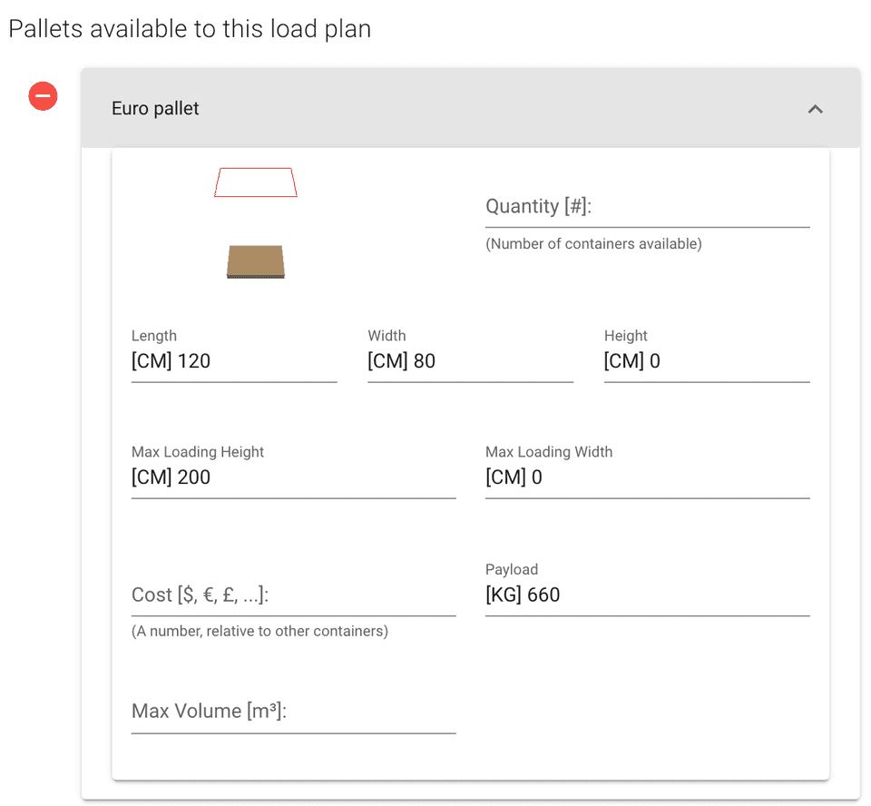 Change pallet properties