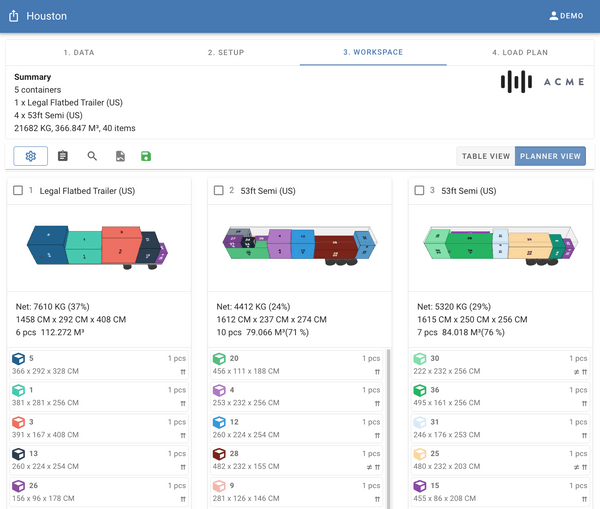 workspace view with mixed trailers