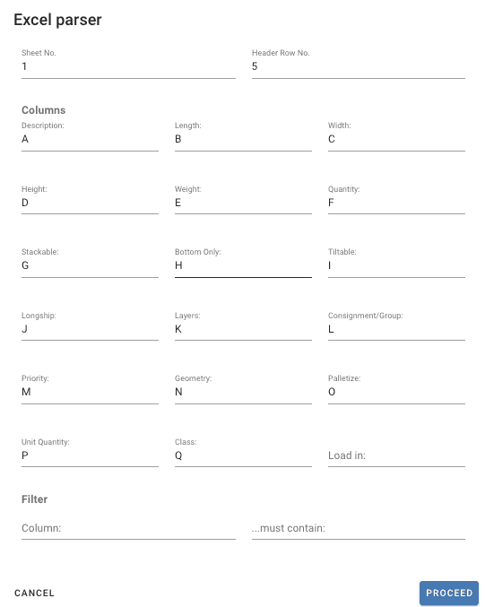 Excel parser custom mappings